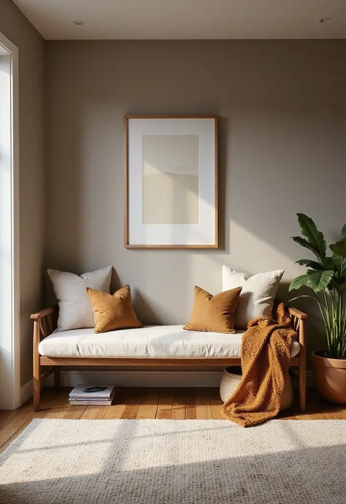 25 Basement Living Room Ideas for Relaxing Evenings - 15. Cozy Benches for Additional Seating