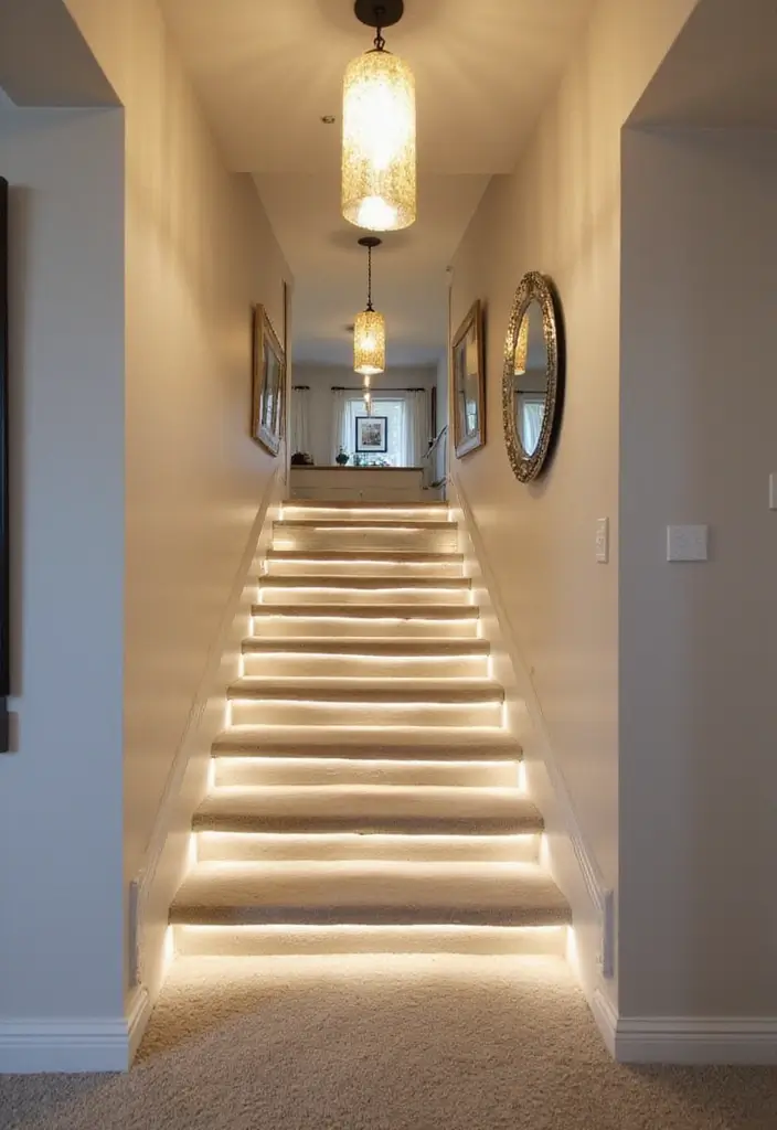 25 Basement Stairwell Ideas That Impress Every Visitor - 1. Bright & Airy Lighting