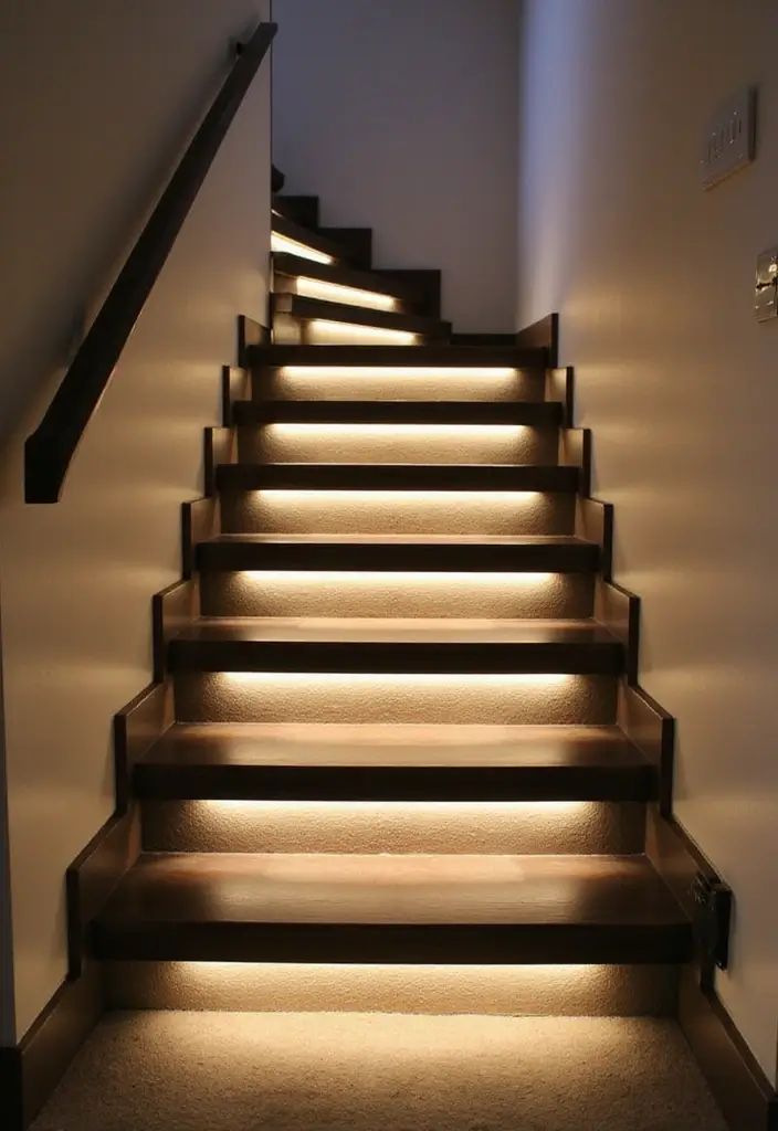 25 Basement Stairwell Ideas That Impress Every Visitor - 12. Light-Up Steps