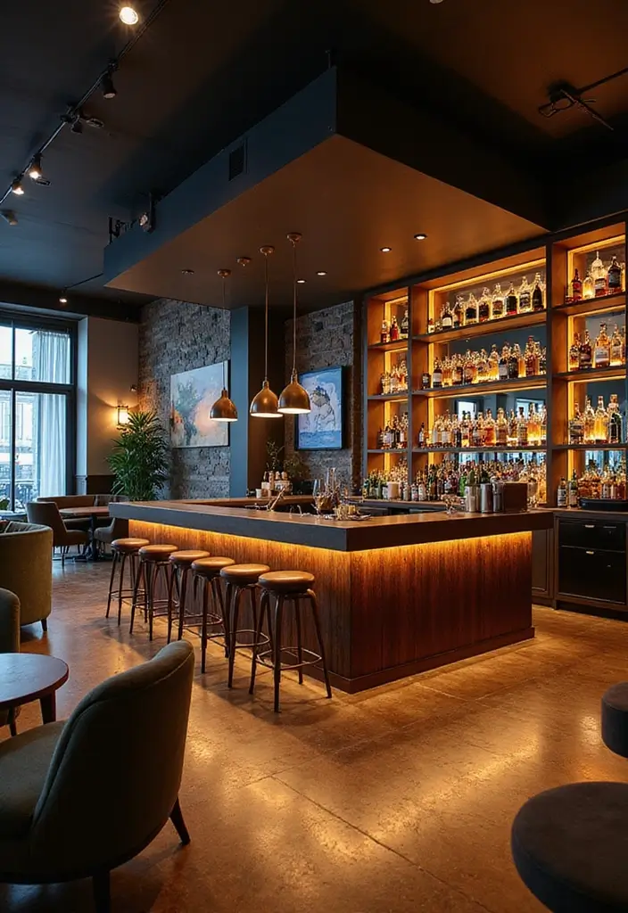 25 Finished Basement Ideas That Boost Your Home’s Value - 10. Modern Bar and Lounge