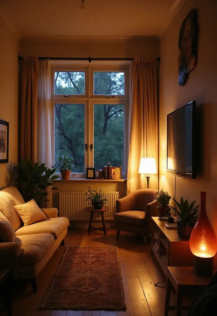25 Narrow Living Room Layout Solutions You’ll Love - 10. Creative Lighting Solutions