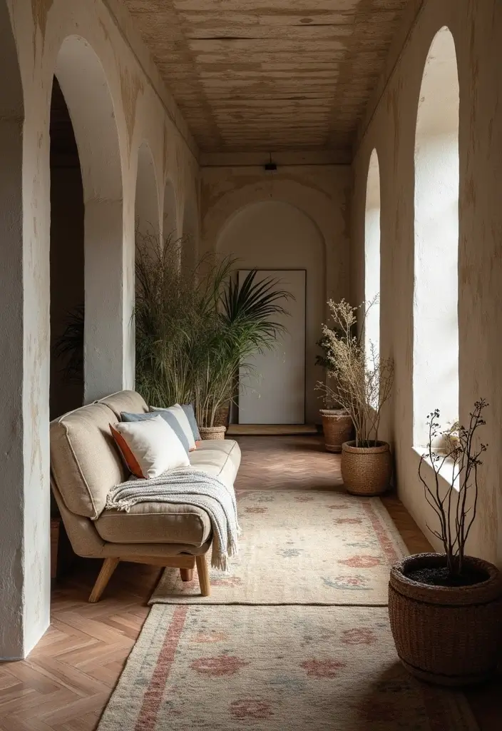 25 Narrow Living Room Layout Solutions You’ll Love - 12. Layered Textures