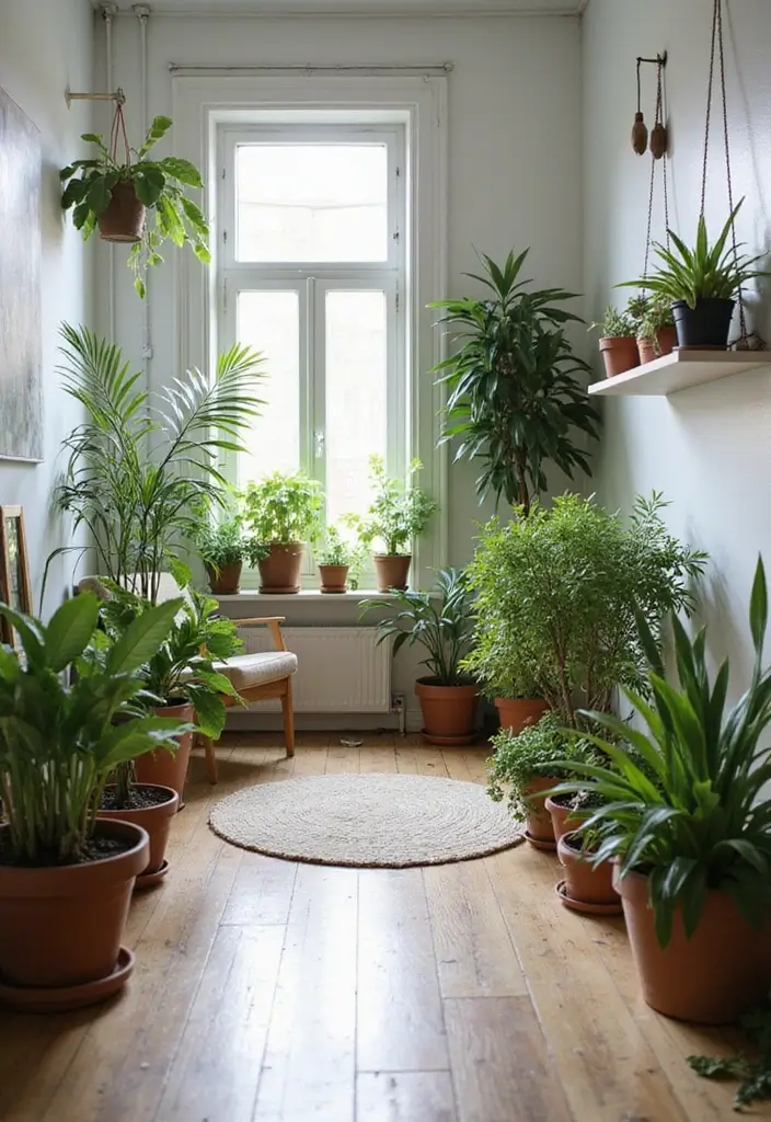 25 Narrow Living Room Layout Solutions You’ll Love - 14. Incorporate Plants