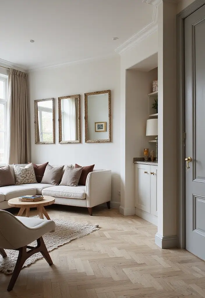 25 Narrow Living Room Layout Solutions You’ll Love - 15. Use Mirrors