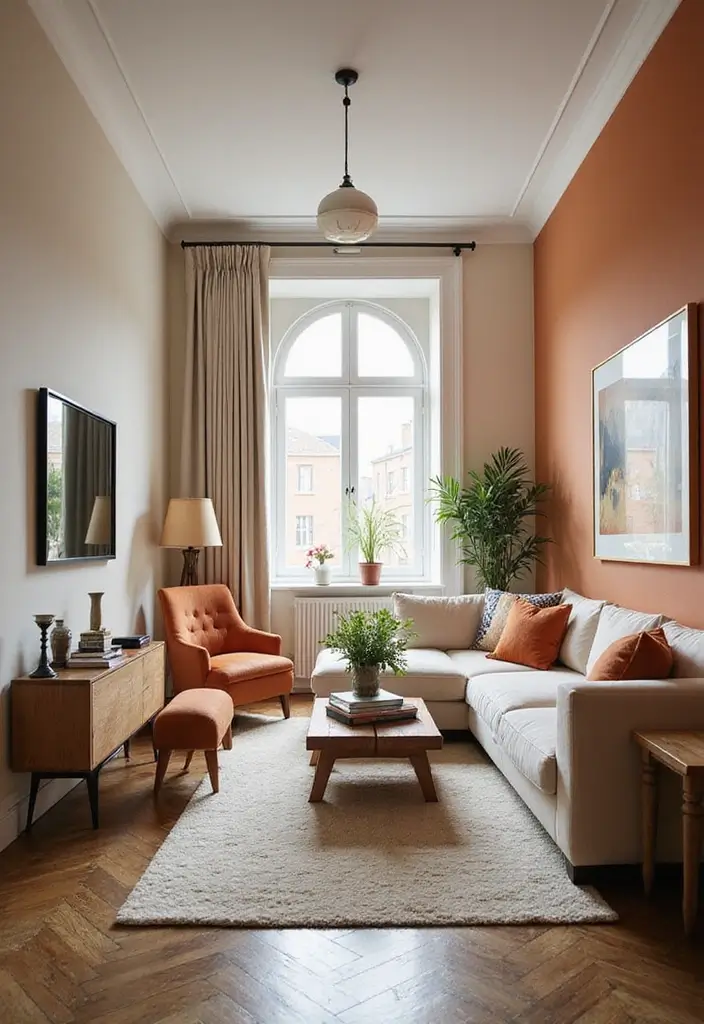 25 Narrow Living Room Layout Solutions You’ll Love - 5. Color Coordination