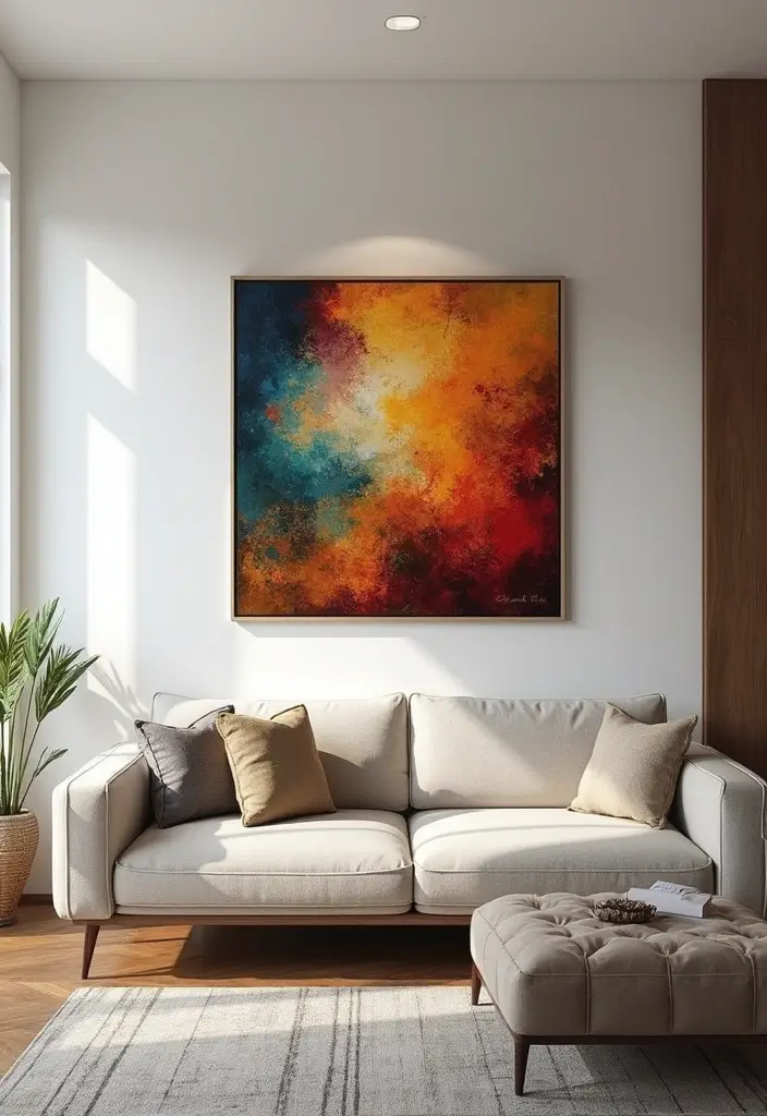 25 Narrow Living Room Layout Solutions You’ll Love - 9. Statement Art Pieces