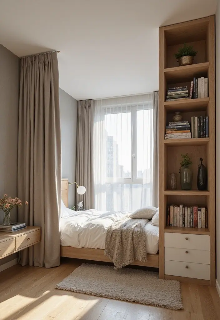 25 One Bedroom Apartment Layouts That Optimize Space - 12. Flexible Dividers