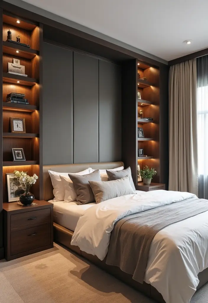 25 One Bedroom Apartment Layouts That Optimize Space - 16. Custom Built-Ins