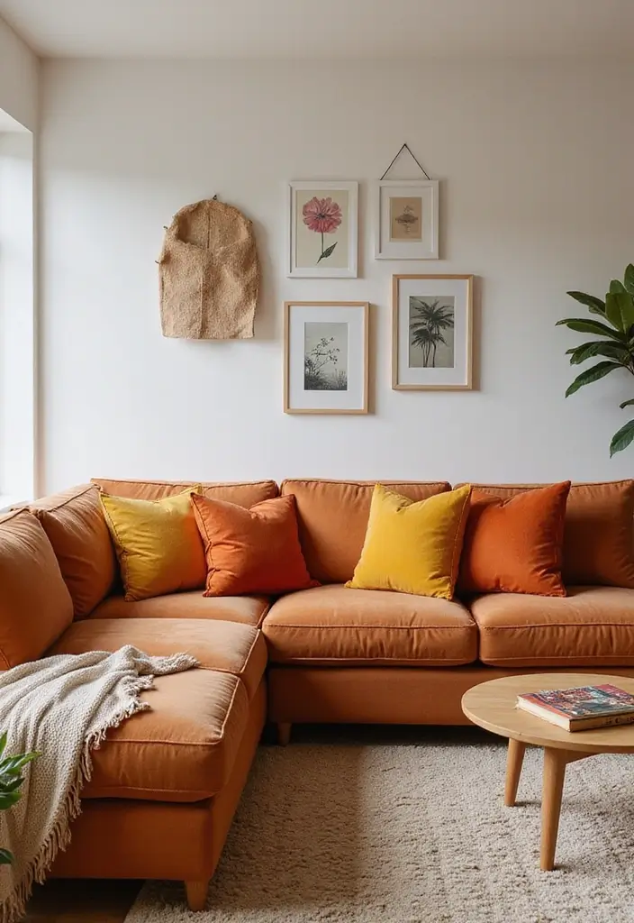 25 Sectional Living Room Layouts for Family Comfort - 1. U-Shaped Sectional Awash with Warm Tones