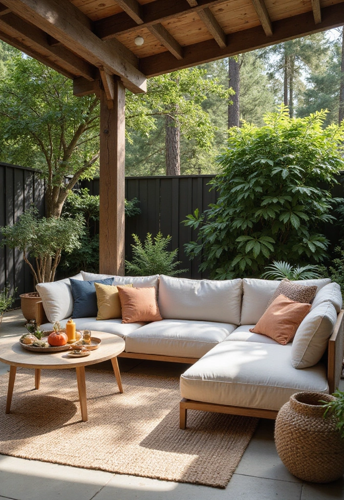 25 Sectional Living Room Layouts for Family Comfort - 13. Sectional Sofa with Outdoor-Inspired Decor