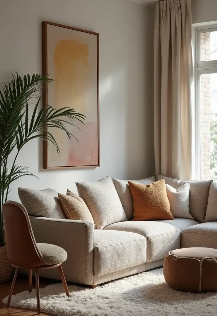 25 Sectional Living Room Layouts for Family Comfort - 14. Bold Textured Sectional