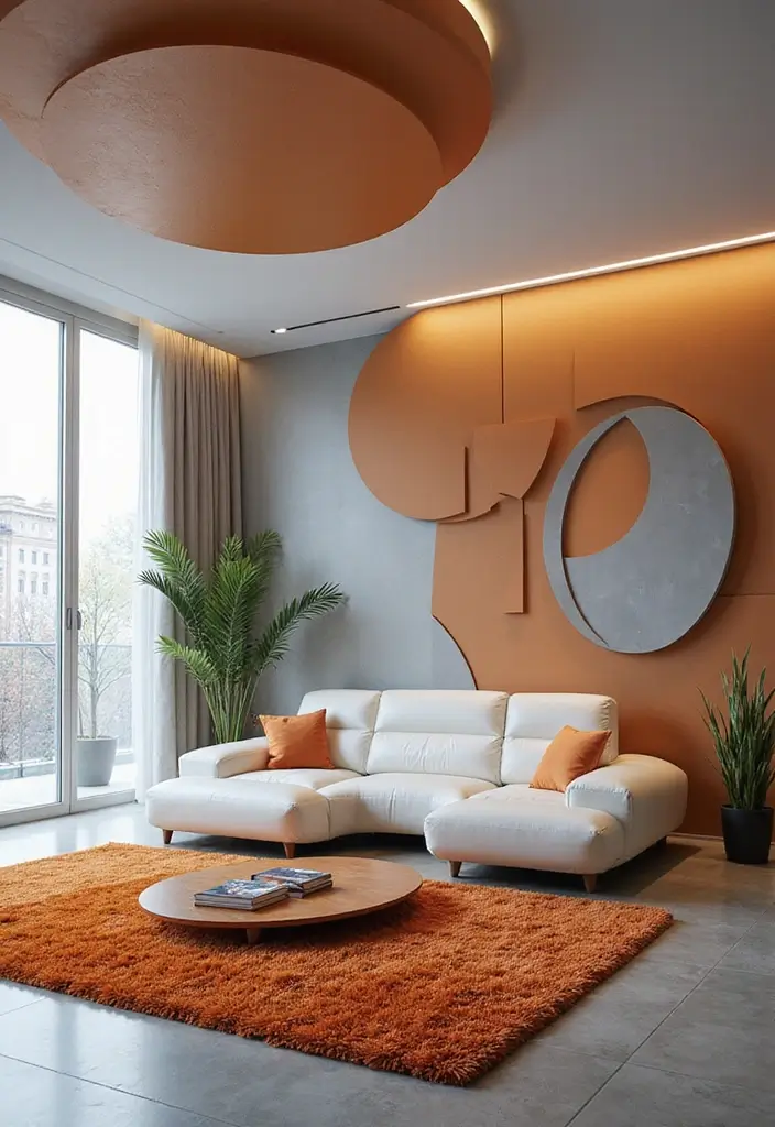 25 Sectional Living Room Layouts for Family Comfort - 15. Sectional with a Futuristic Twist