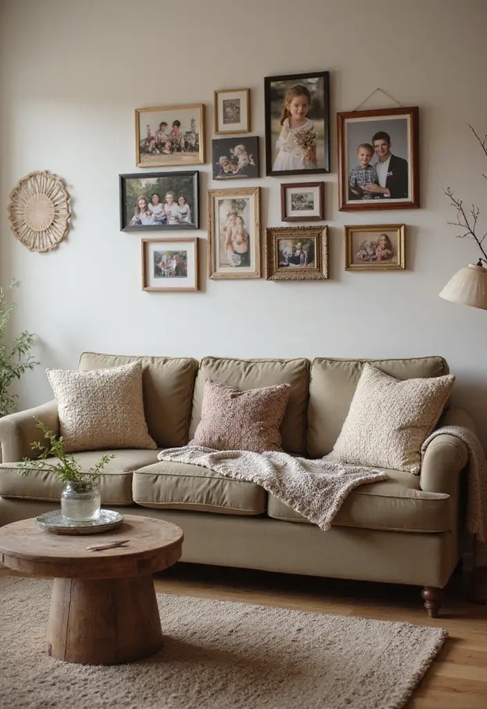 25 Sectional Living Room Layouts for Family Comfort - 16. Cozy Sectional with Personalized Decor