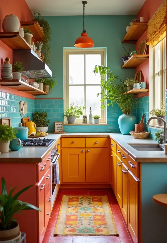 25 Stunning Galley Kitchen Remodel Ideas for Small Spaces - 10. Colorful Accents