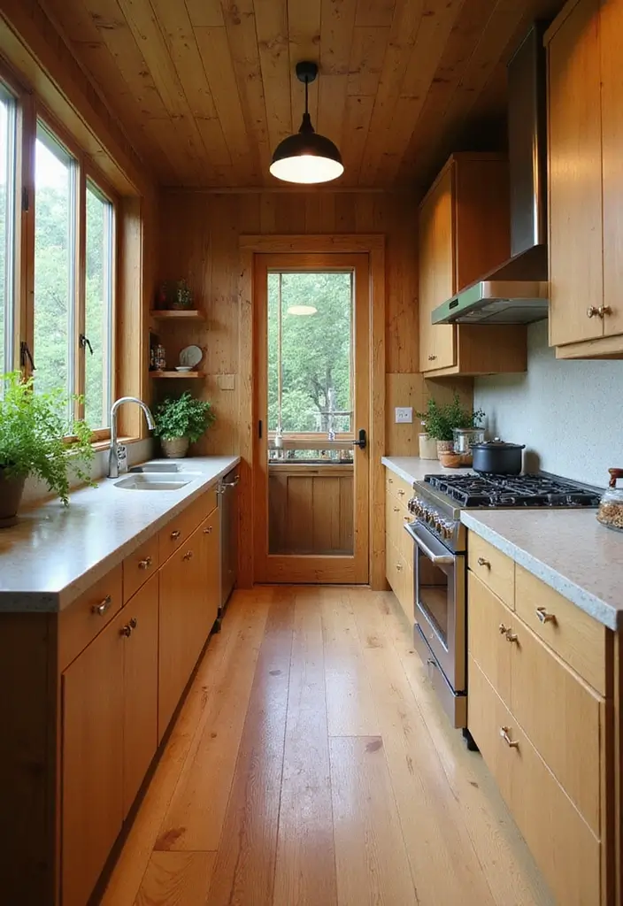 25 Stunning Galley Kitchen Remodel Ideas for Small Spaces - 11. Natural Materials