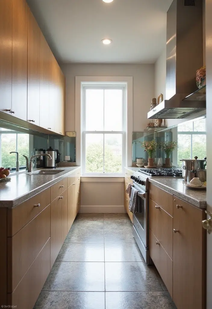 25 Stunning Galley Kitchen Remodel Ideas for Small Spaces - 14. Clever Use of Mirrors