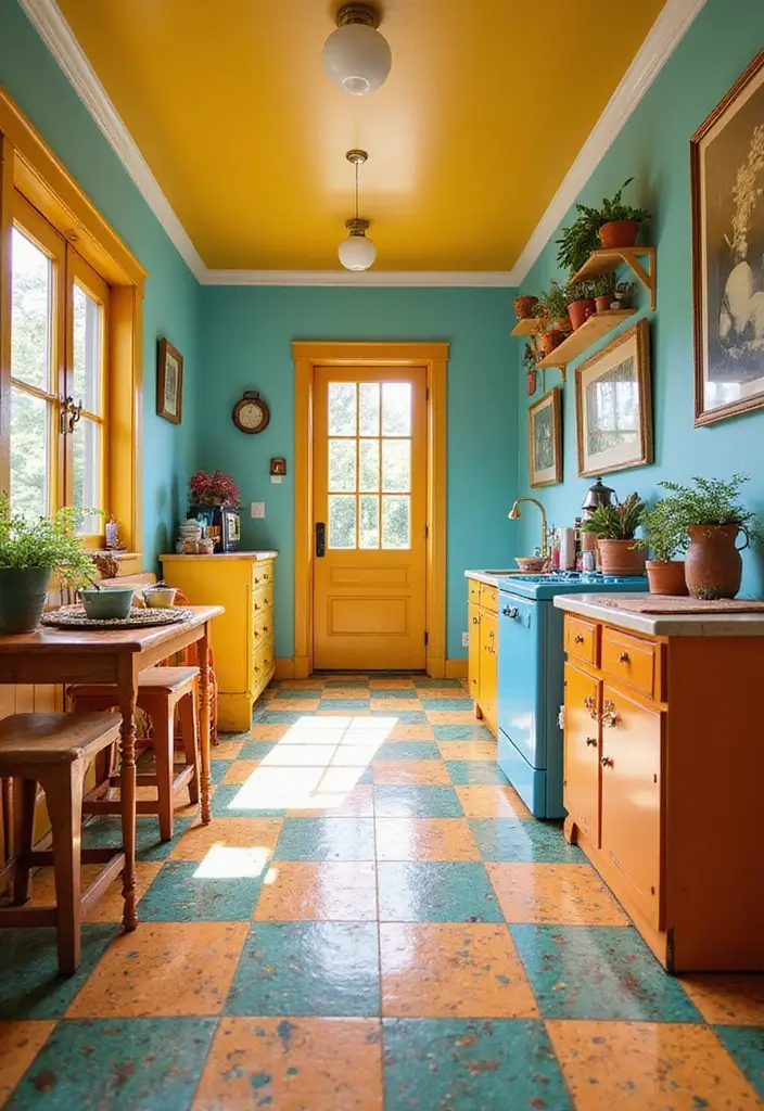 26 Basement Floor Ideas to Refresh Your Space - 12. Fun and Funky Patterns