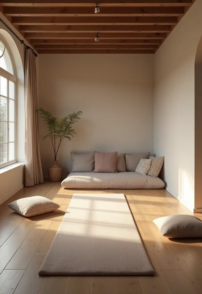 26 Basement Gym Ideas to Stay Fit at Home - 14. Yoga and Meditation Zone
