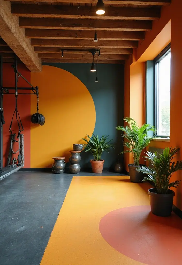 26 Basement Gym Ideas to Stay Fit at Home - 16. Trendy Color Palettes