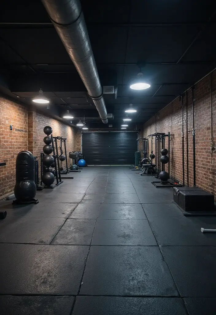 26 Basement Gym Ideas to Stay Fit at Home - 17. Adjustable Lighting Options