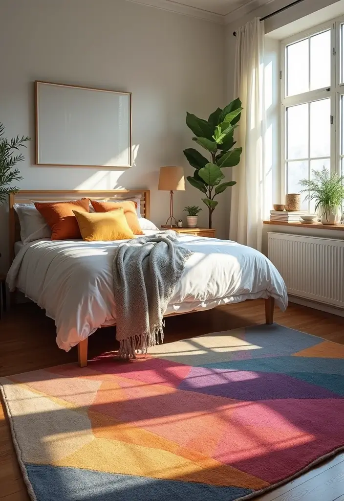 26 College Apartment Bedroom Ideas on a Budget - 12. Fun Rug Choices