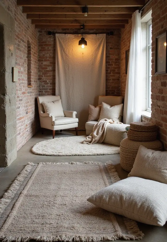 26 Cozy Basement Ideas for a Warm Family Hangout - 12. Soft and Cozy Textiles
