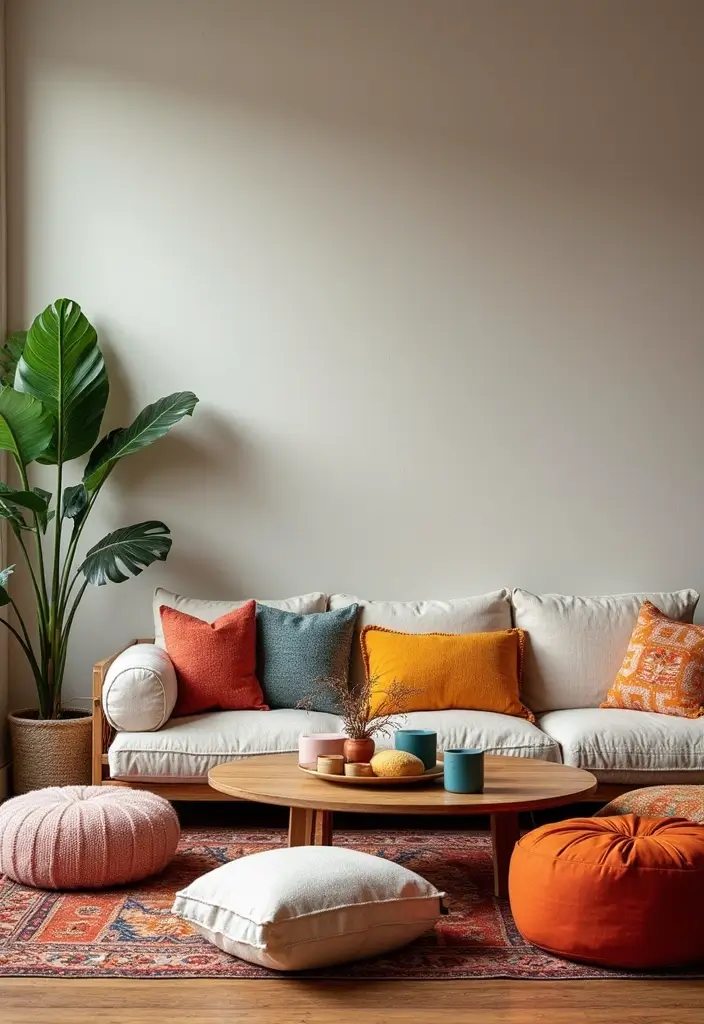 26 Home Decor Ideas Indian Style for Unique Charm - 15. Floor Cushions and Poufs