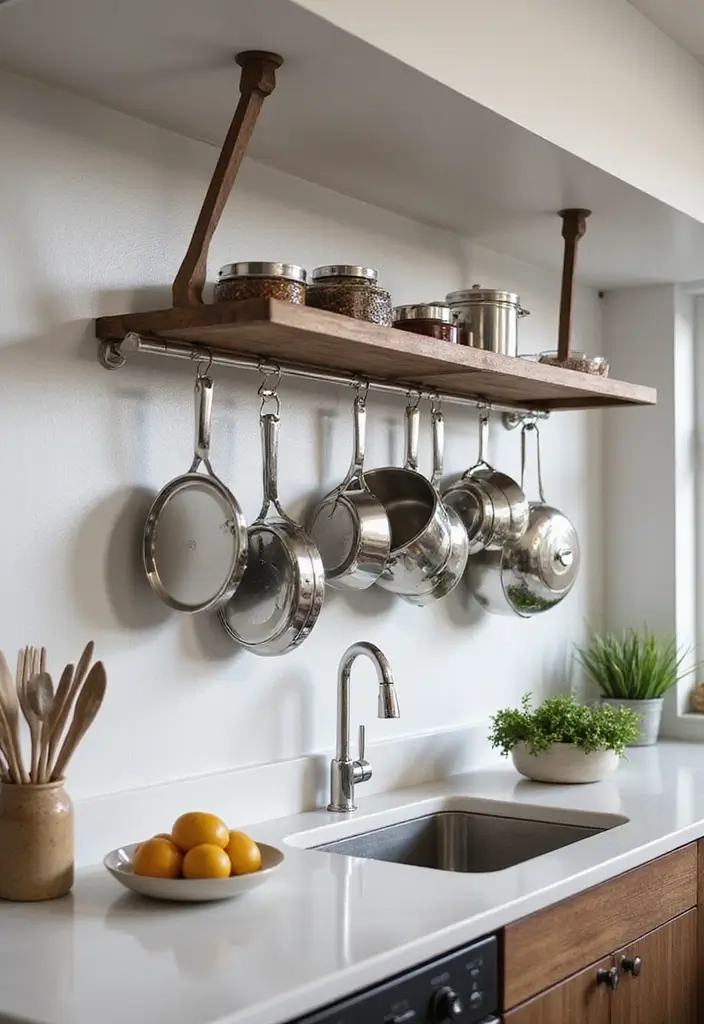 26 Kitchen Remodel on a Budget Tips You Can’t Miss - 13. Install a Pot Rack
