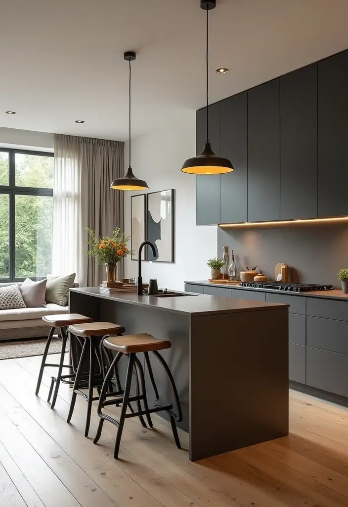 26 Small Open Plan Kitchen Living Room Layout Ideas to Try - 1. Compact Kitchen Island