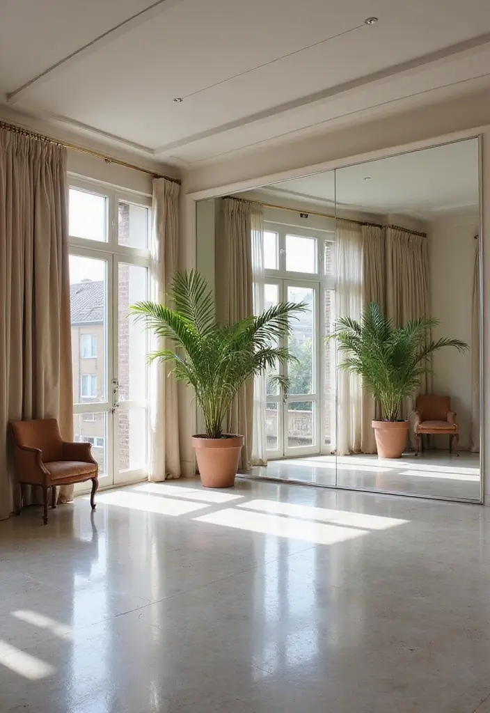 26 Small Open Plan Kitchen Living Room Layout Ideas to Try - 17. Incorporate Mirrors