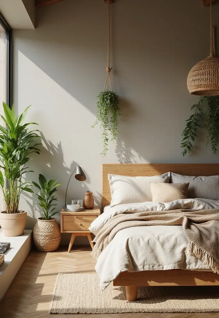27 Apartment Inspiration Bedroom Styles to Try Now - 16. Nature-Inspired Retreat