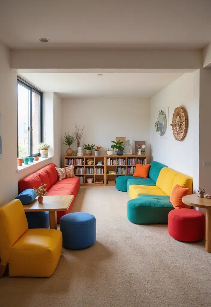 27 Basement Playroom Ideas to Boost Fun for Kids - 10. Modular Furniture Flexibility