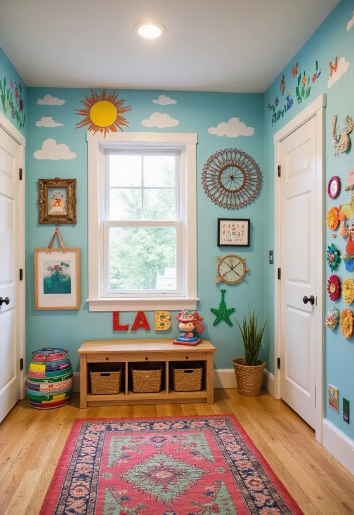 27 Basement Playroom Ideas to Boost Fun for Kids - 14. Playful Wall Art