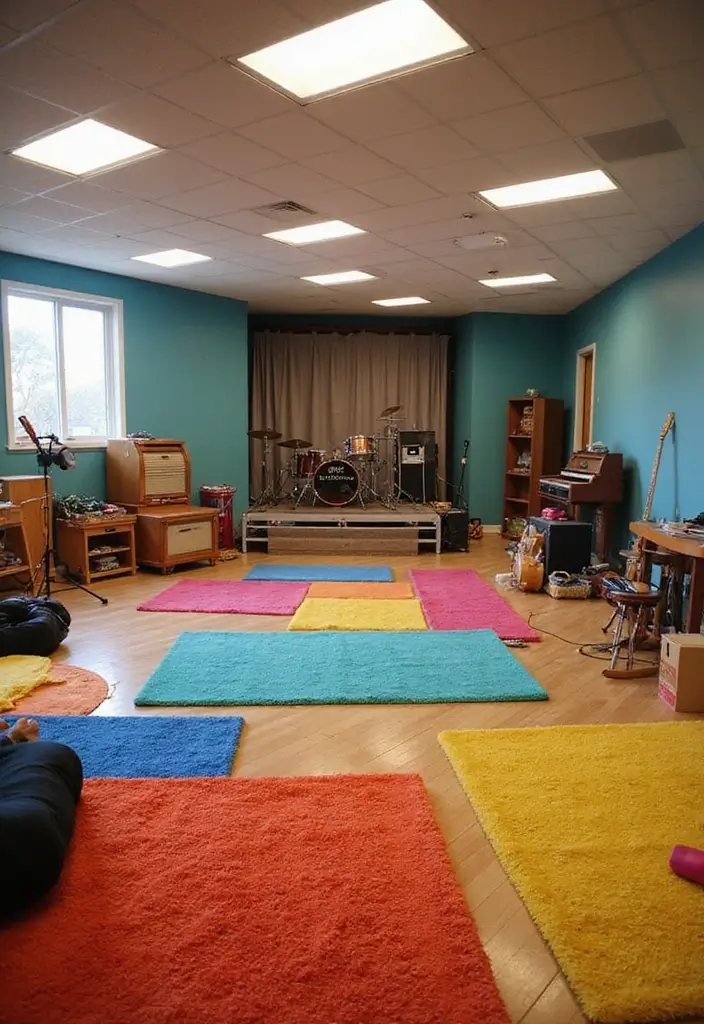 27 Basement Playroom Ideas to Boost Fun for Kids - 16. Music and Movement Area