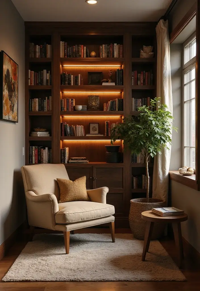 27 Creative Basement Bedroom Ideas to Maximize Comfort - 11. Personal Library Corner