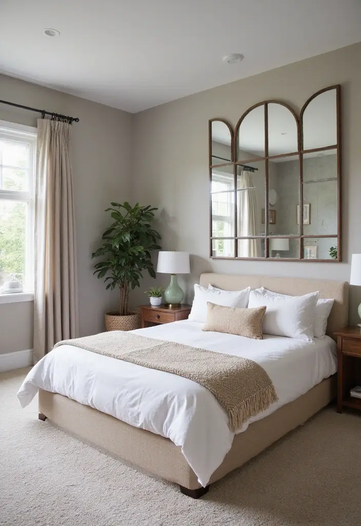 27 Creative Basement Bedroom Ideas to Maximize Comfort - 12. Creative Use of Mirrors