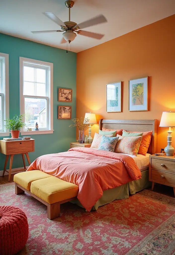 27 Creative Basement Bedroom Ideas to Maximize Comfort - 14. Bright and Playful Colors