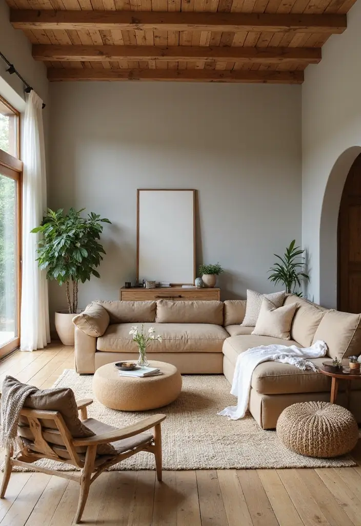 27 Large Living Room Layout Ideas for Elegant Homes - 10. Integrating Natural Elements