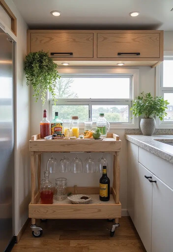 27 RV Kitchen Remodel Ideas for Road Warriors - 11. Portable Bar Cart
