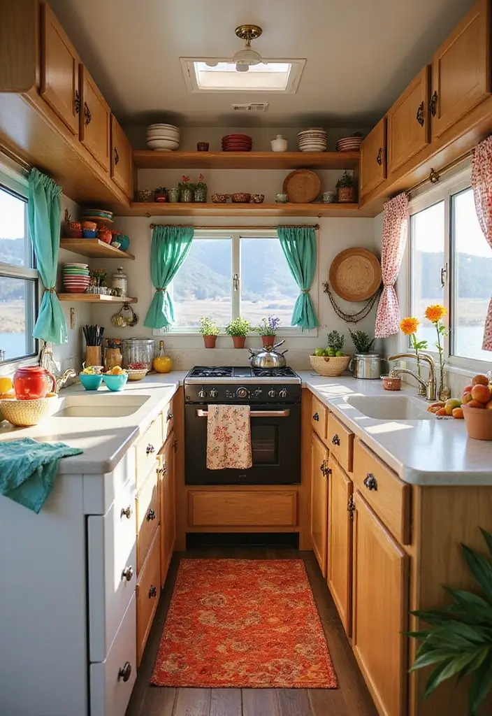 27 RV Kitchen Remodel Ideas for Road Warriors - 13. Colorful Accents