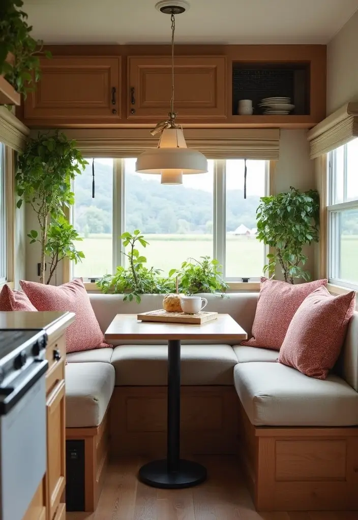 27 RV Kitchen Remodel Ideas for Road Warriors - 15. Cozy Breakfast Nook