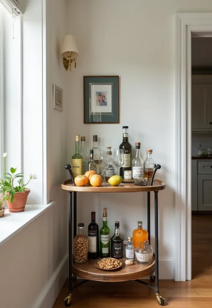 27 Small Kitchen Remodel Ideas to Maximize Your Space - 12. Stylish Bar Carts