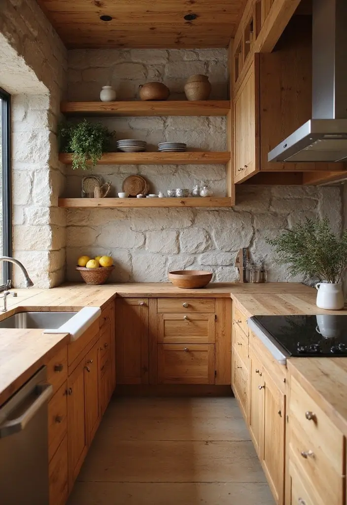 27 Small Kitchen Remodel Ideas to Maximize Your Space - 17. Use of Natural Materials