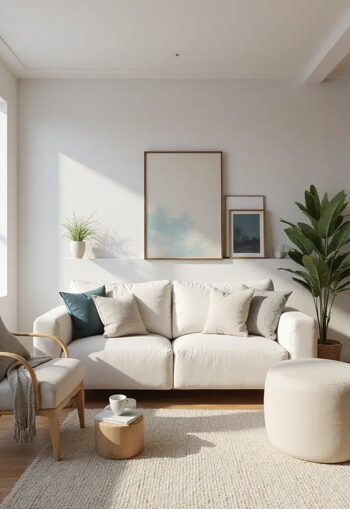 27 Small Living Room Kitchen Combo Layouts That Work - 16. Minimalist Decor for Clean Lines