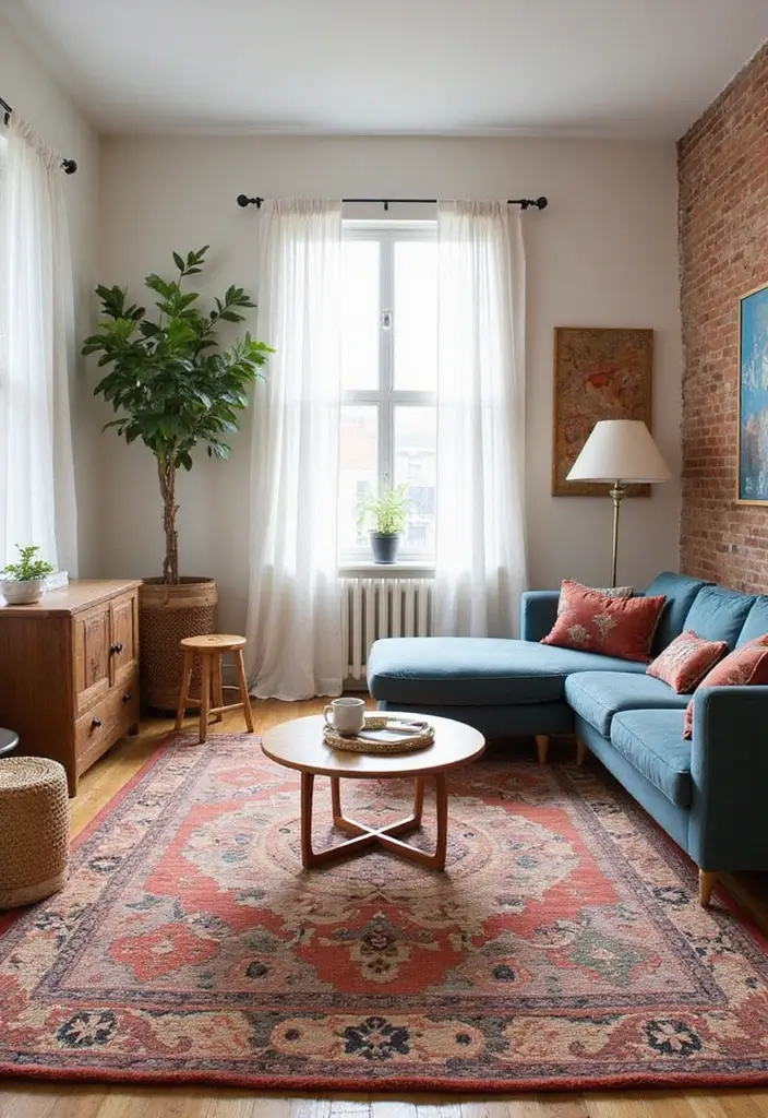 27 Stylish One Bedroom Apartment Ideas You’ll Love - 17. Fun and Functional Rugs