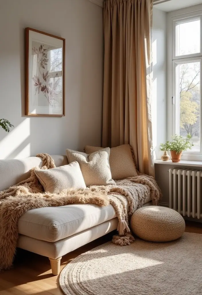 27 Stylish One Bedroom Apartment Ideas You’ll Love - 2. Layered Textures for Depth