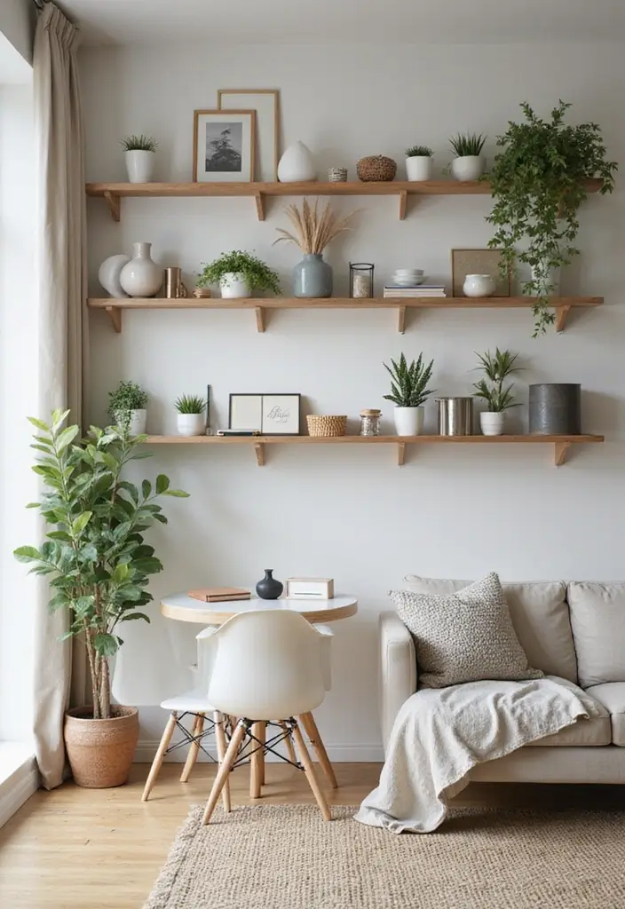 27 Stylish One Bedroom Apartment Ideas You’ll Love - 21. Embrace Open Shelving