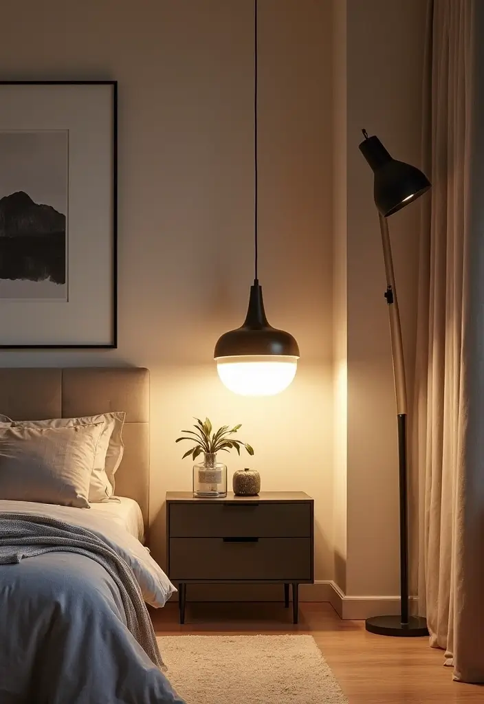 27 Stylish One Bedroom Apartment Ideas You’ll Love - 9. Statement Lighting Fixtures