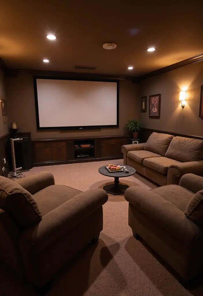 28 Basement Room Ideas to Fit Any Lifestyle - 1. Cozy Movie Room