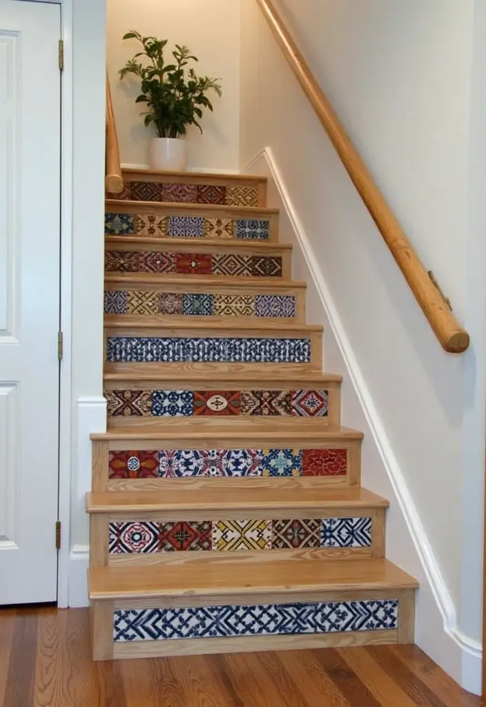28 Basement Stairs Ideas for Safety and Style - 11. Decorative Stair Treads
